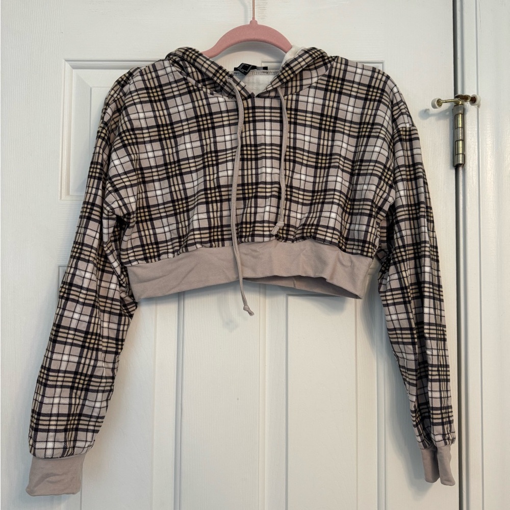 Forever 21 Plaid Cropped Hoodie